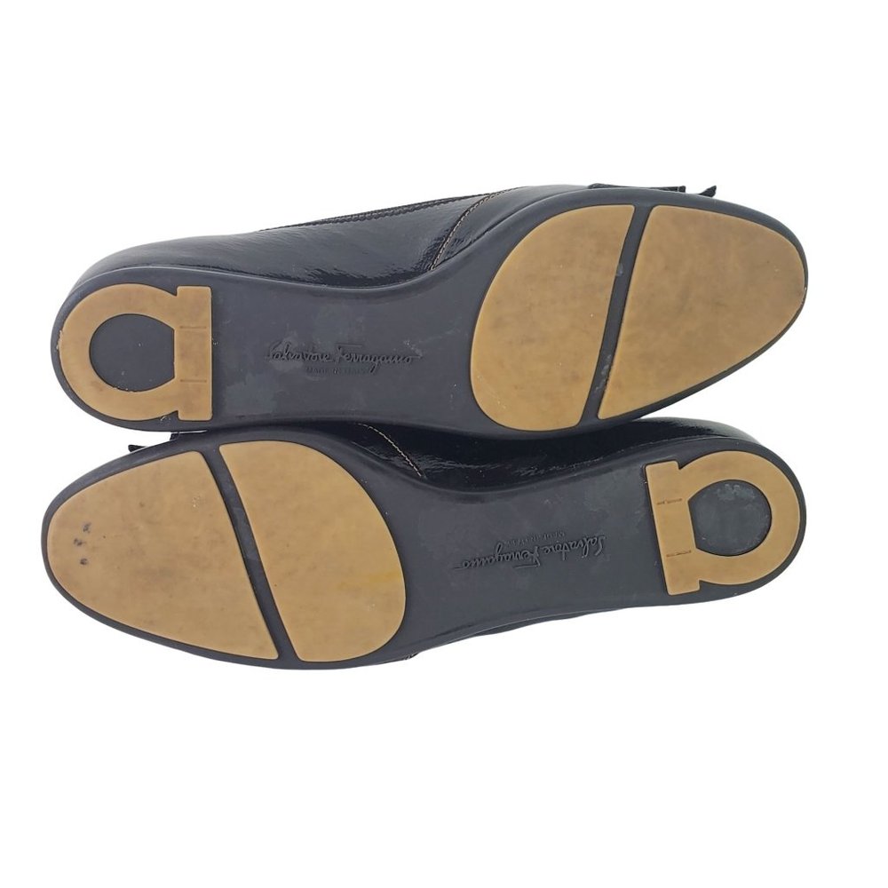 Salvatore Ferragamo Black Patent Leather Flats 6B - Picture 7 of 9